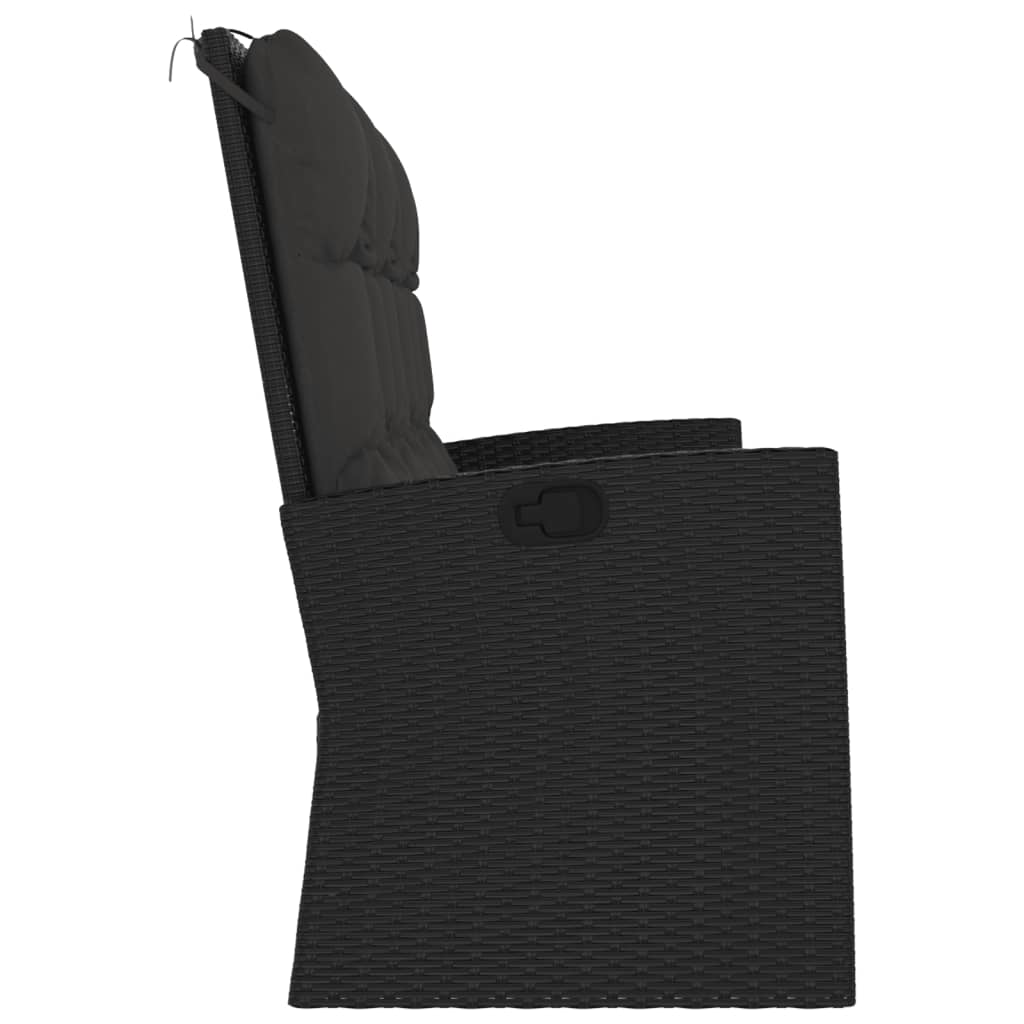 Gartenbank mit Liegefunktion & Kissen Schwarz 173cm Poly Rattan - Pazzar.ch