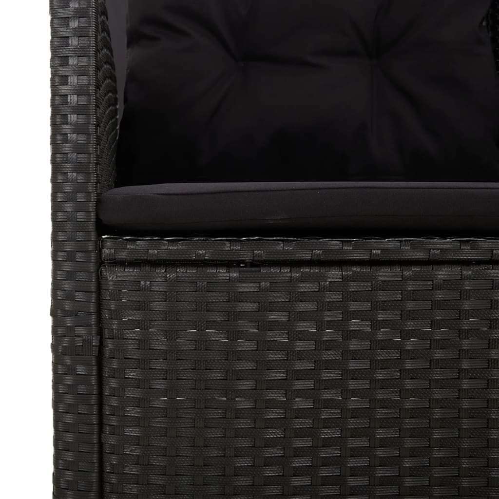 Gartenbank mit Liegefunktion & Kissen Schwarz 173cm Poly Rattan - Pazzar.ch