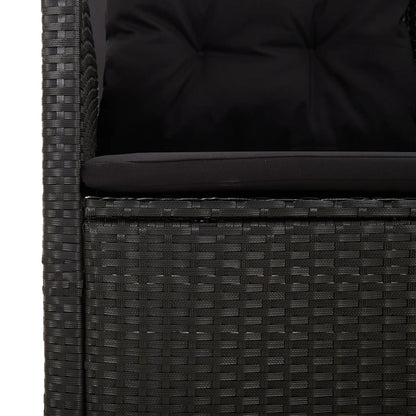 Gartenbank mit Liegefunktion & Kissen Schwarz 173cm Poly Rattan - Pazzar.ch