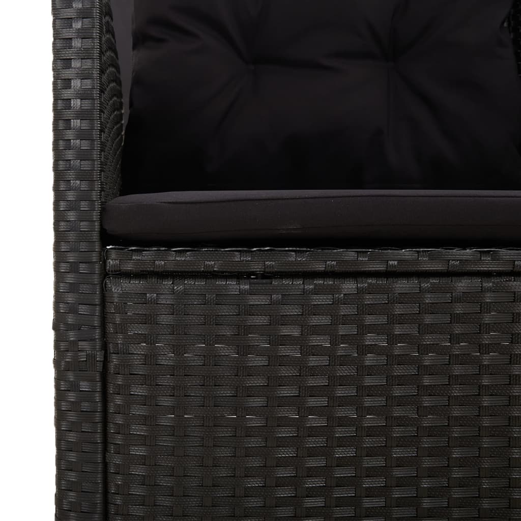 Gartenbank mit Liegefunktion & Kissen Schwarz 118cm Poly Rattan - Pazzar.ch