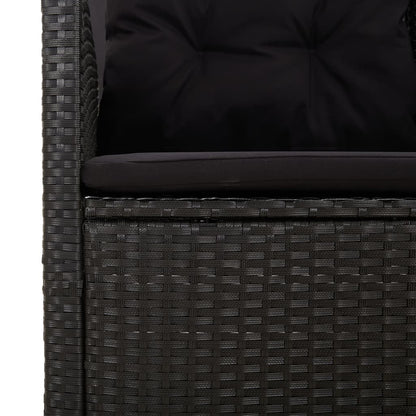 Gartenbank mit Liegefunktion & Kissen Schwarz 118cm Poly Rattan - Pazzar.ch