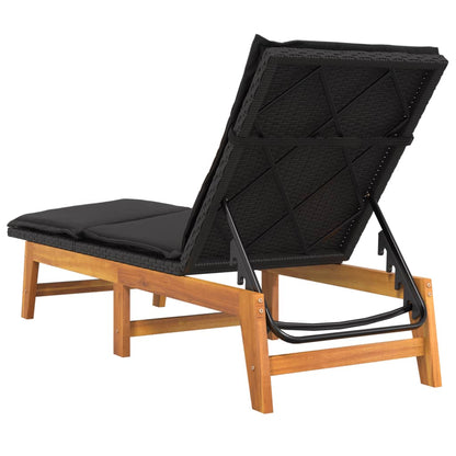 Sonnenliege mit Kissen Poly Rattan & Massivholz Akazie - Pazzar.ch
