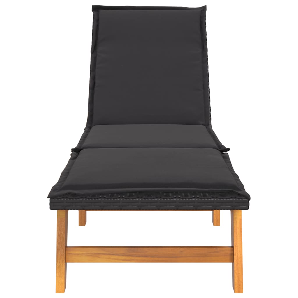 Sonnenliege mit Tisch Poly Rattan und Massivholz Akazie - Pazzar.ch