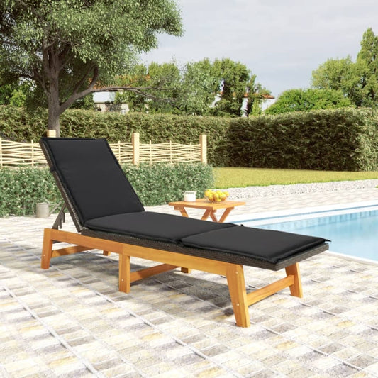 Sonnenliege mit Tisch Poly Rattan und Massivholz Akazie - Pazzar.ch
