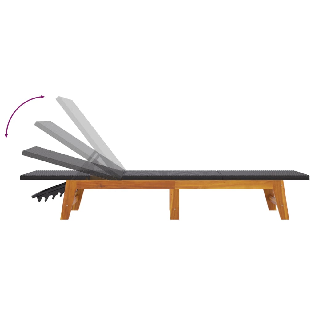 Sonnenliege mit Tisch Poly Rattan und Massivholz Akazie - Pazzar.ch