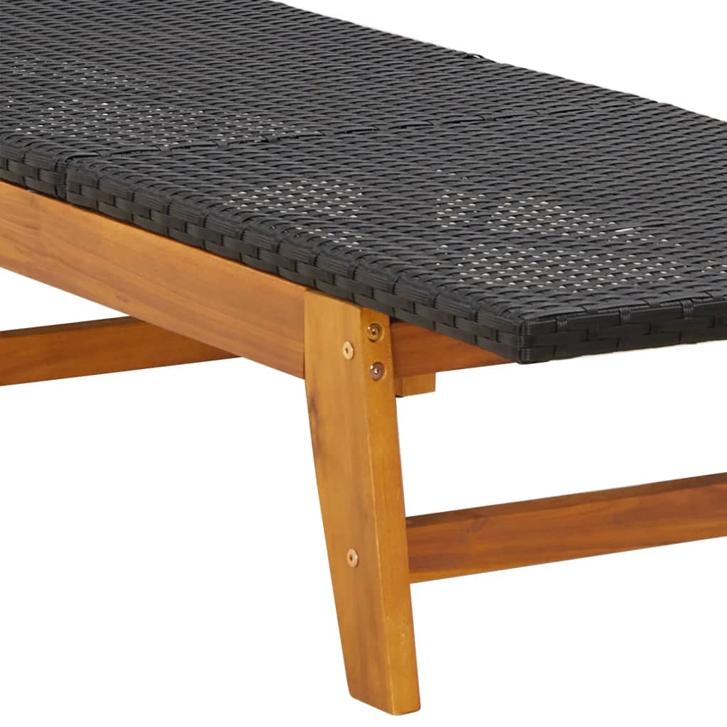 Sonnenliege mit Tisch Poly Rattan und Massivholz Akazie - Pazzar.ch