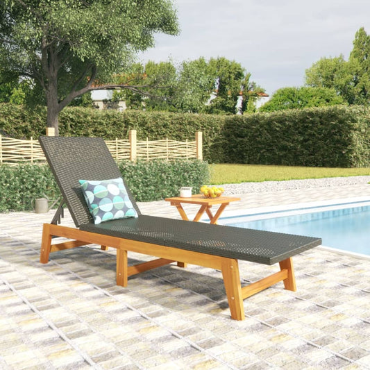 Sonnenliege mit Tisch Poly Rattan und Massivholz Akazie - Pazzar.ch