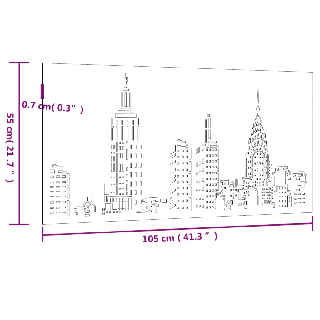 Garten-Wanddeko 105x55 cm Cortenstahl Skyline-Design - Pazzar.ch