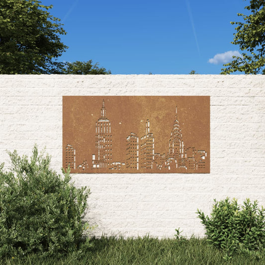 Garten-Wanddeko 105x55 cm Cortenstahl Skyline-Design - Pazzar.ch