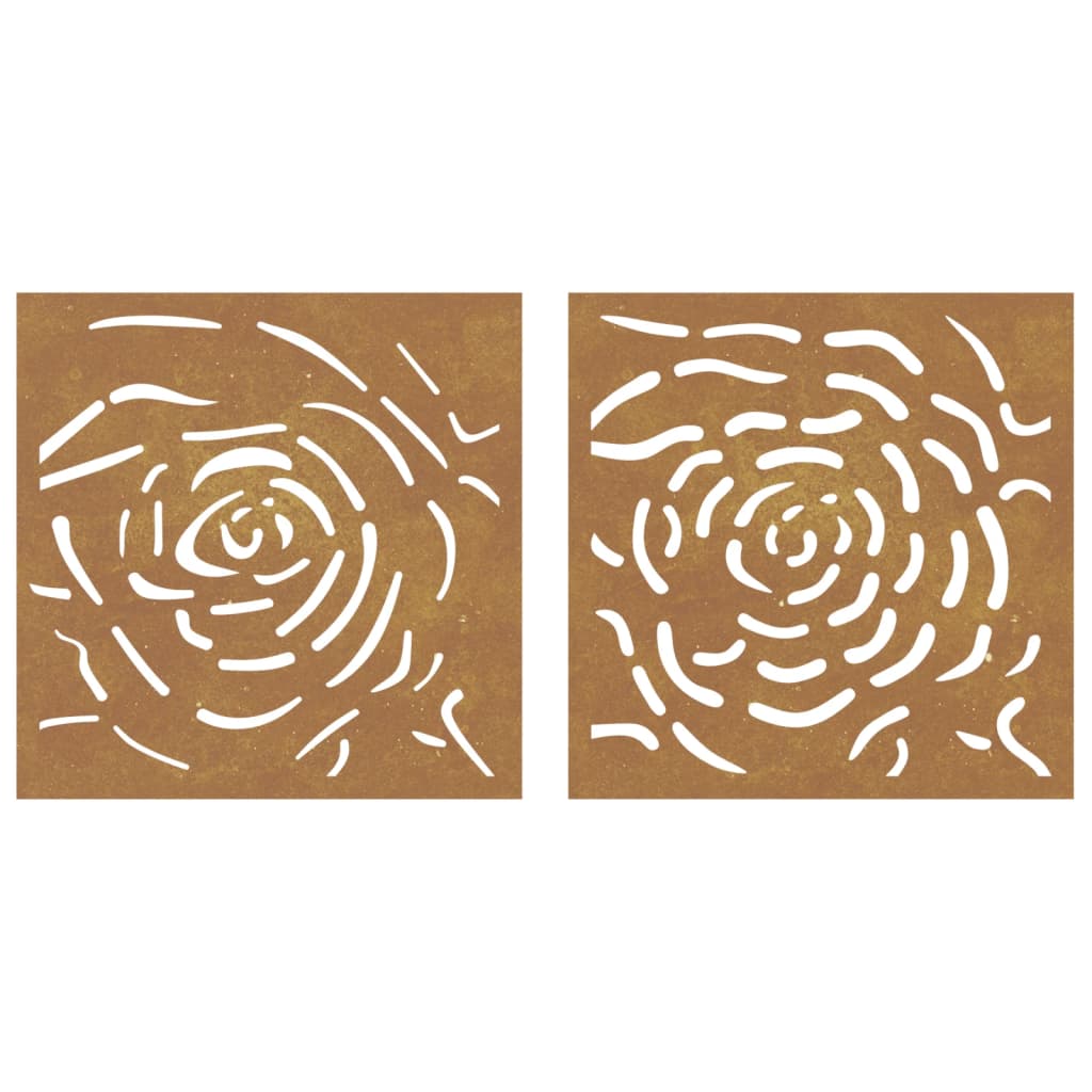 2-tlg. Garten-Wanddeko 55x55 cm Cortenstahl Rosen-Design - Pazzar.ch