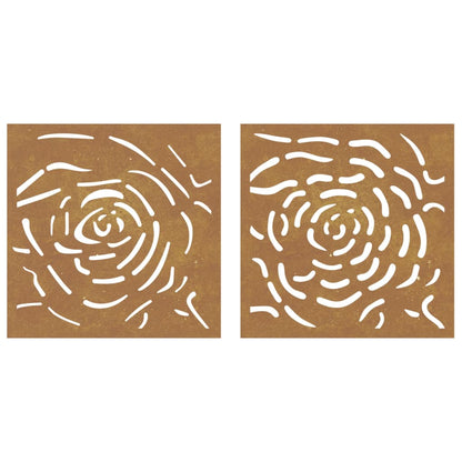 2-tlg. Garten-Wanddeko 55x55 cm Cortenstahl Rosen-Design - Pazzar.ch