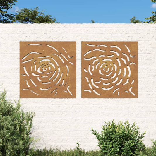 2-tlg. Garten-Wanddeko 55x55 cm Cortenstahl Rosen-Design - Pazzar.ch