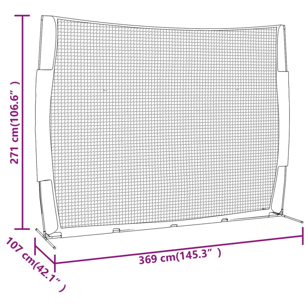 Baseball-Netz Tragbar Rot Schwarz 369x107x271cm Stahl Polyester - Pazzar.ch