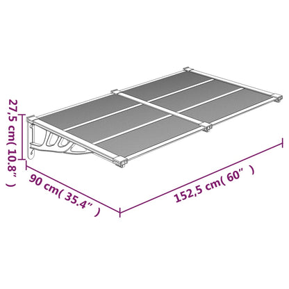 Türvordach Grau und Transparent 152,5x90 cm Polycarbonat - Pazzar.ch