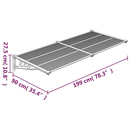 Türvordach Grau und Transparent 199x90 cm Polycarbonat - Pazzar.ch
