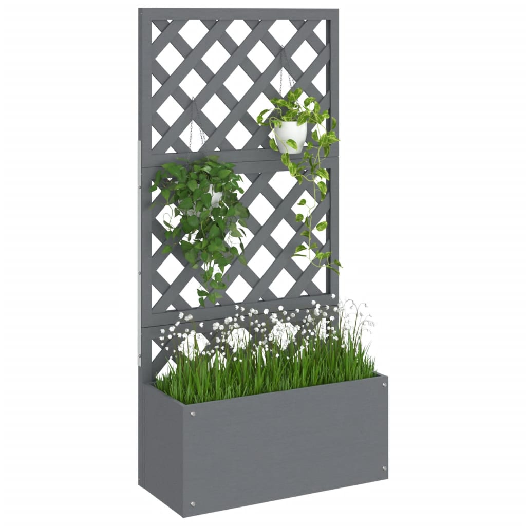Blumenkasten mit Rankgitter Grau 65x33x135 cm WPC - Pazzar.ch