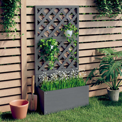 Blumenkasten mit Rankgitter Grau 65x33x135 cm WPC - Pazzar.ch