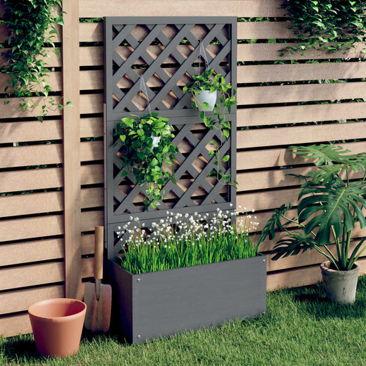 Blumenkasten mit Rankgitter Grau 65x33x135 cm WPC - Pazzar.ch