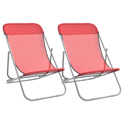 Strandstühle 2 Stk. Rot Textilene & Pulverbeschichteter Stahl - Pazzar.ch