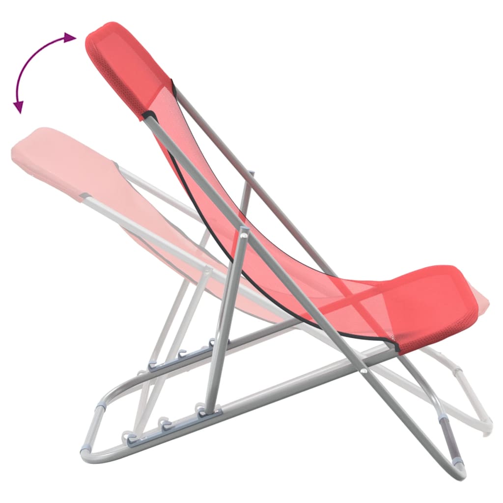 Strandstühle 2 Stk. Rot Textilene & Pulverbeschichteter Stahl - Pazzar.ch