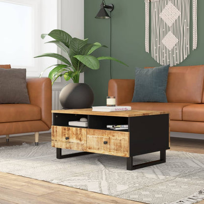 Couchtisch 80x54x40 cm Massivholz Mango & Holzwerkstoff - Pazzar.ch