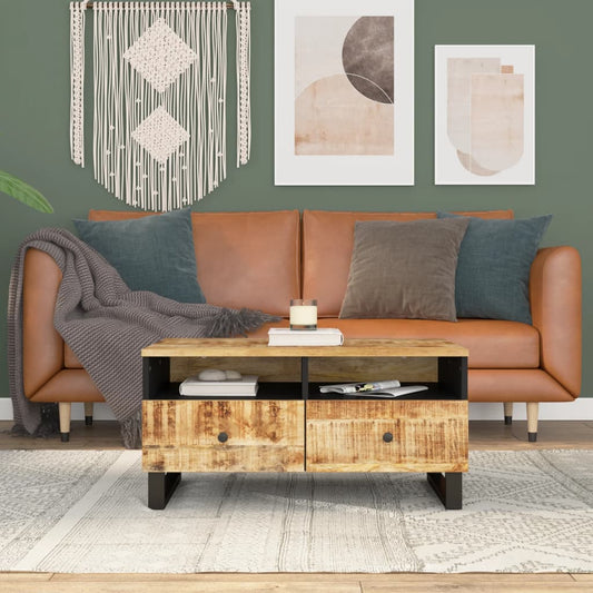 Couchtisch 80x54x40 cm Massivholz Mango & Holzwerkstoff - Pazzar.ch