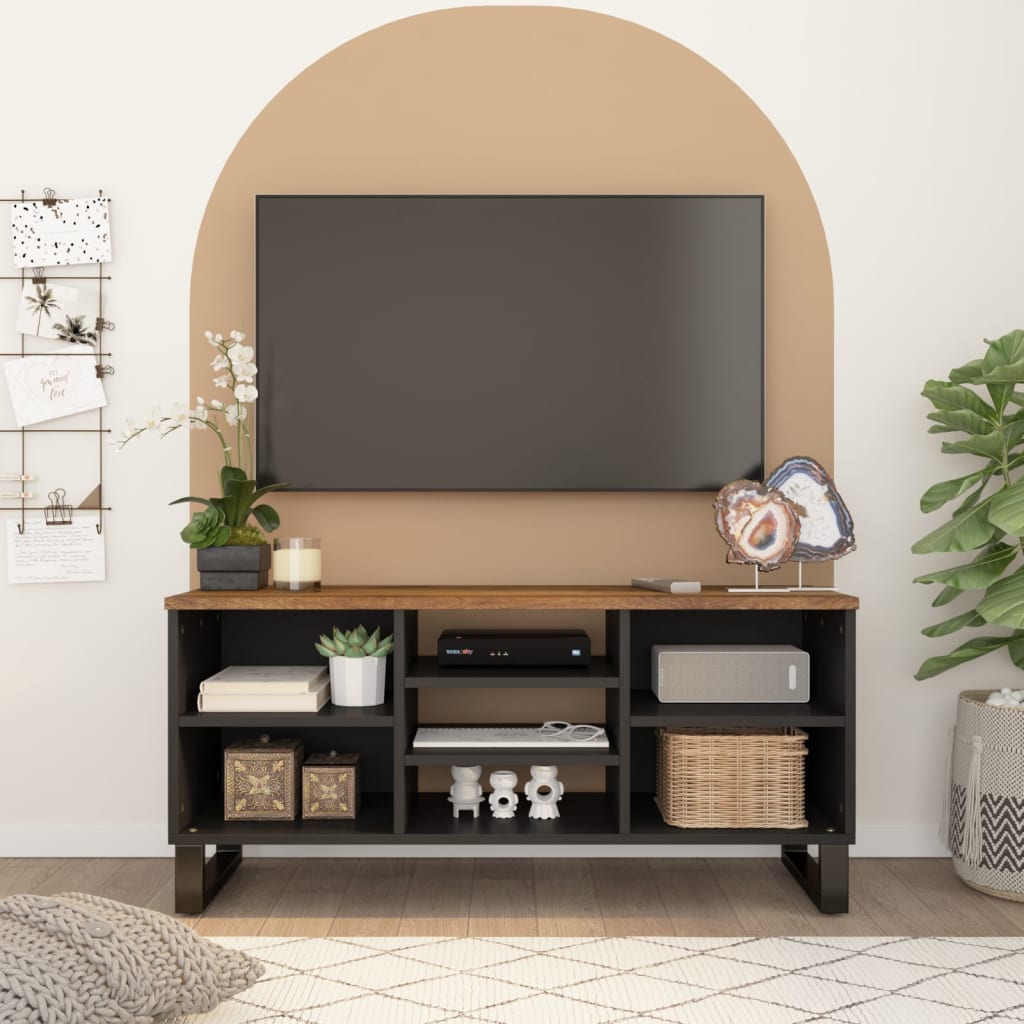 TV-Schrank 100x33x46 cm Massivholz Mango & Holzwerkstoff - Pazzar.ch
