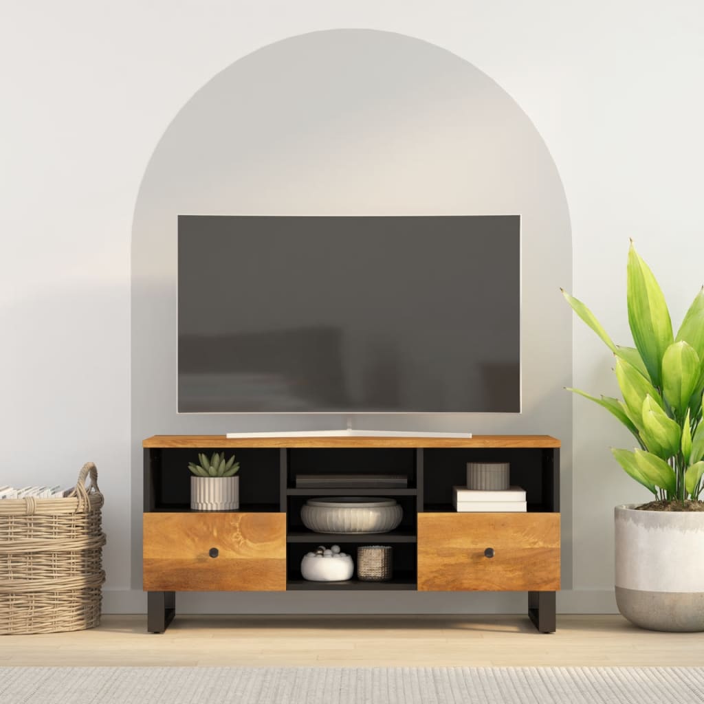 TV-Schrank 100x33x46 cm Massivholz Mango und Holzwerkstoff - Pazzar.ch