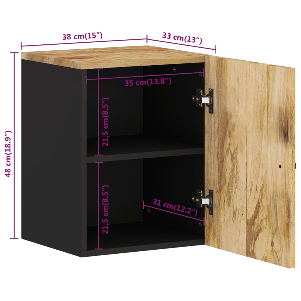 Bad-Wandschrank 38x33x48 cm Massivholz Mango - Pazzar.ch