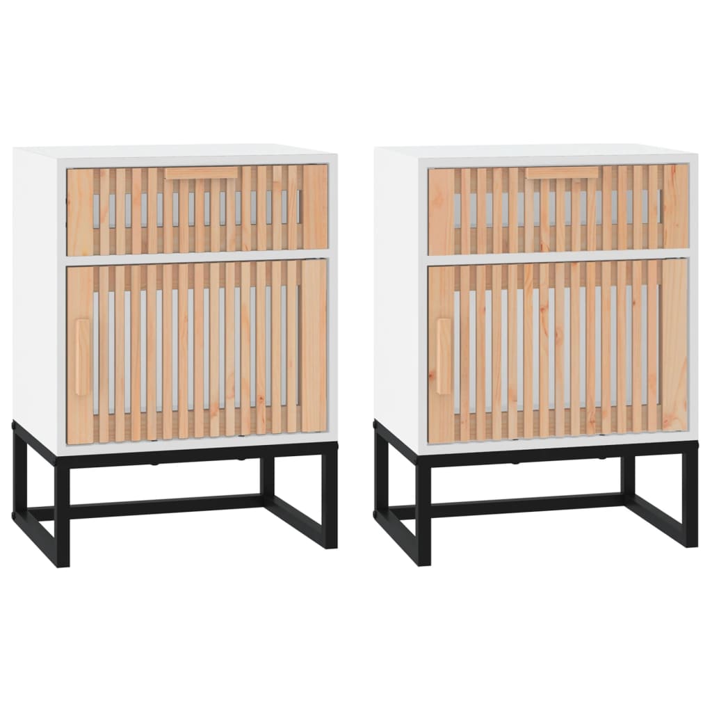 Nachttische 2 Stk. Weiß 40x30x55,5 cm Holzwerkstoff & Eisen - Pazzar.ch