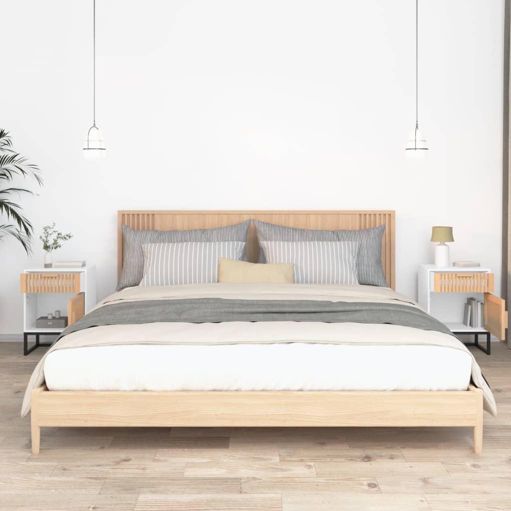 Nachttische 2 Stk. Weiß 40x30x55,5 cm Holzwerkstoff & Eisen - Pazzar.ch