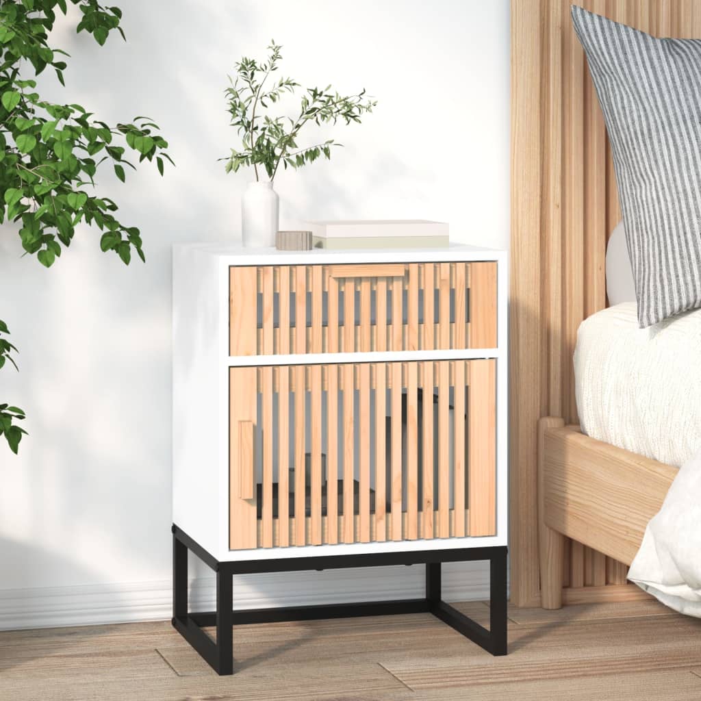 Nachttische 2 Stk. Weiß 40x30x55,5 cm Holzwerkstoff & Eisen - Pazzar.ch