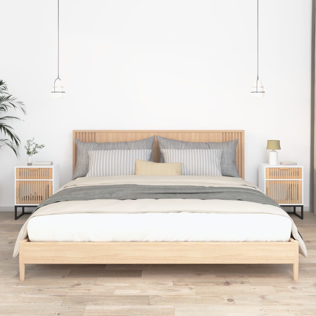 Nachttische 2 Stk. Weiß 40x30x55,5 cm Holzwerkstoff & Eisen - Pazzar.ch