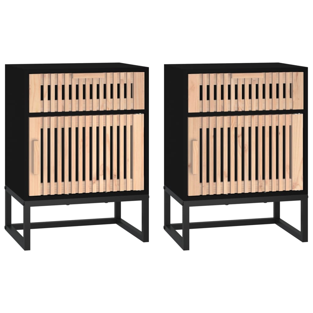 Nachttische 2 Stk. Schwarz 40x30x55,5 cm Holzwerkstoff & Eisen - Pazzar.ch
