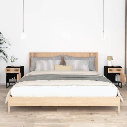 Nachttische 2 Stk. Schwarz 40x30x55,5 cm Holzwerkstoff & Eisen - Pazzar.ch