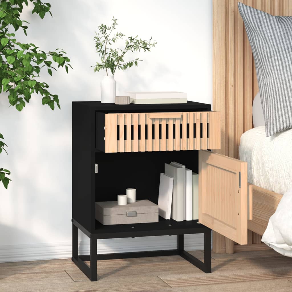 Nachttische 2 Stk. Schwarz 40x30x55,5 cm Holzwerkstoff & Eisen - Pazzar.ch