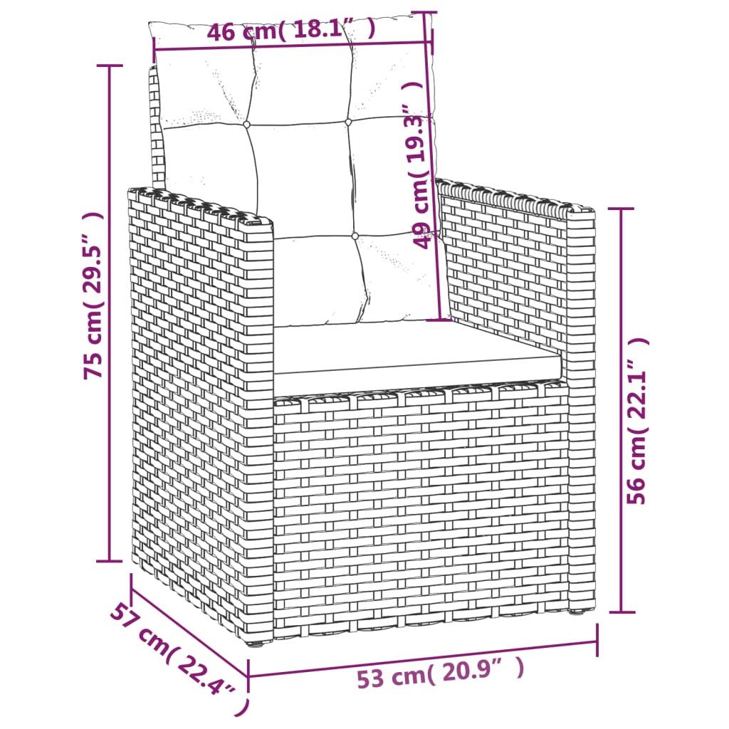 Gartensessel mit Kissen Schwarz Poly Rattan - Pazzar.ch
