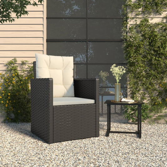 Gartensessel mit Kissen Schwarz Poly Rattan - Pazzar.ch