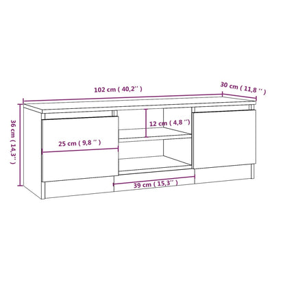 TV-Schrank mit Tür Sonoma-Eiche 102x30x36 cm - Pazzar.ch
