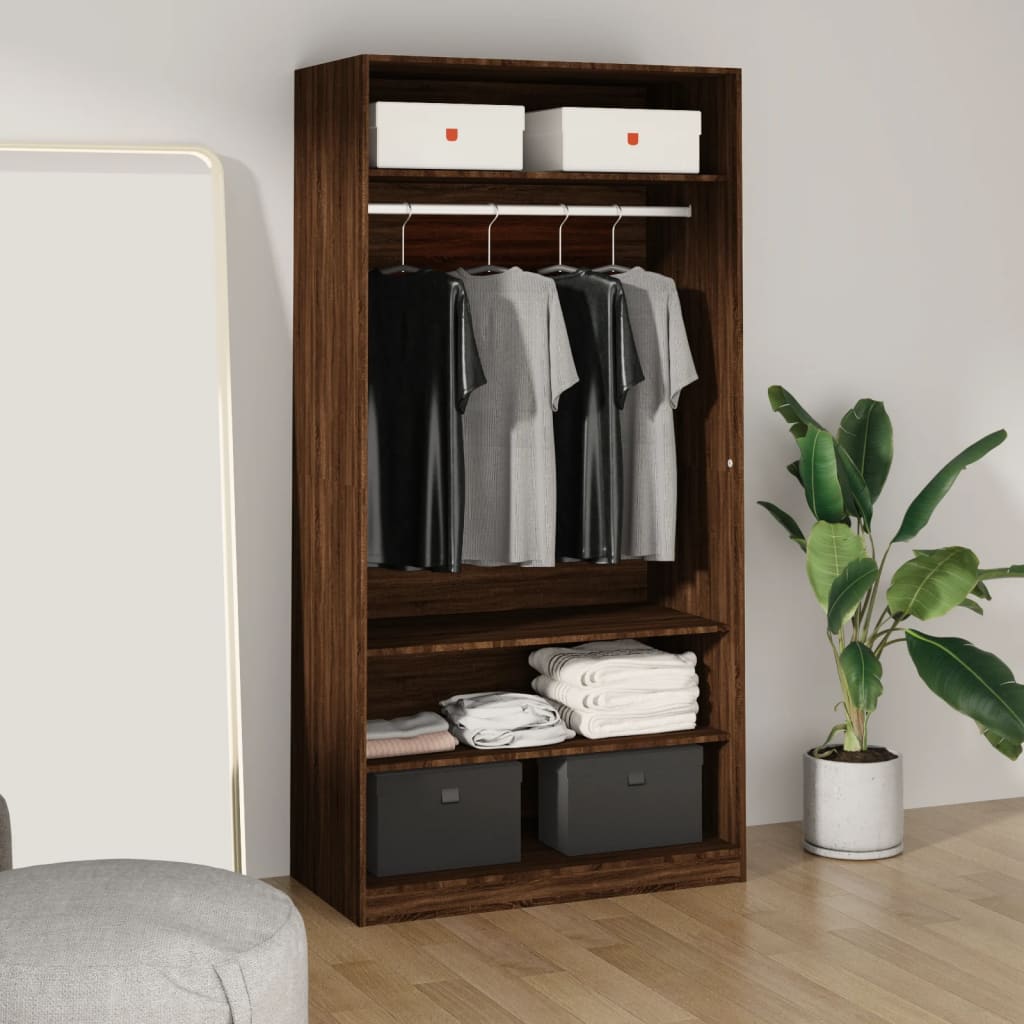 Kleiderschrank Braun Eiche-Optik 100x50x200 cm Holzwerkstoff - Pazzar.ch