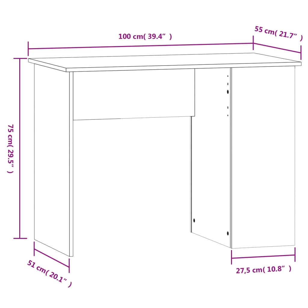 Schreibtisch Hochglanz-Weiß 100x55x75 cm Holzwerkstoff - Pazzar.ch