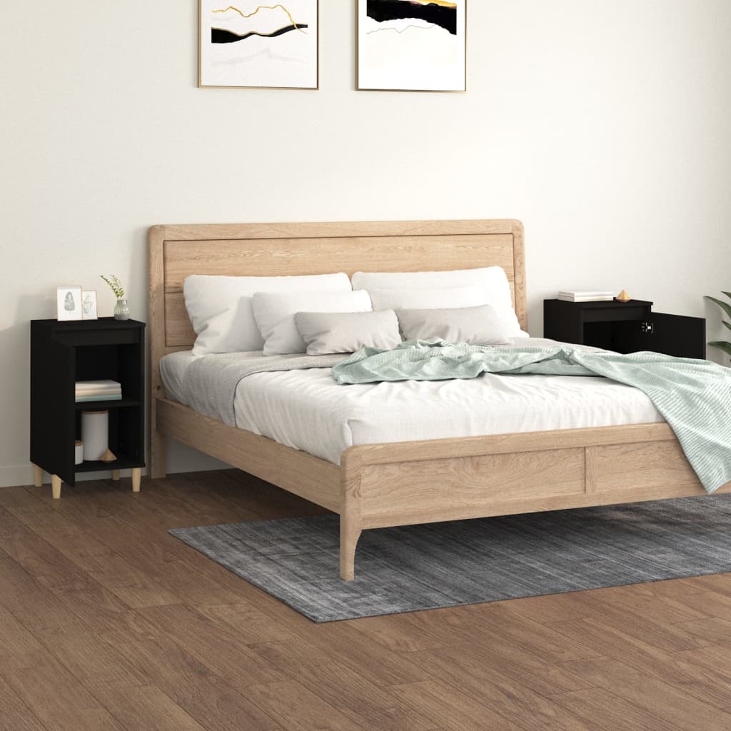 Nachttische 2 Stk. Schwarz 40x35x70 cm Holzwerkstoff - Pazzar.ch