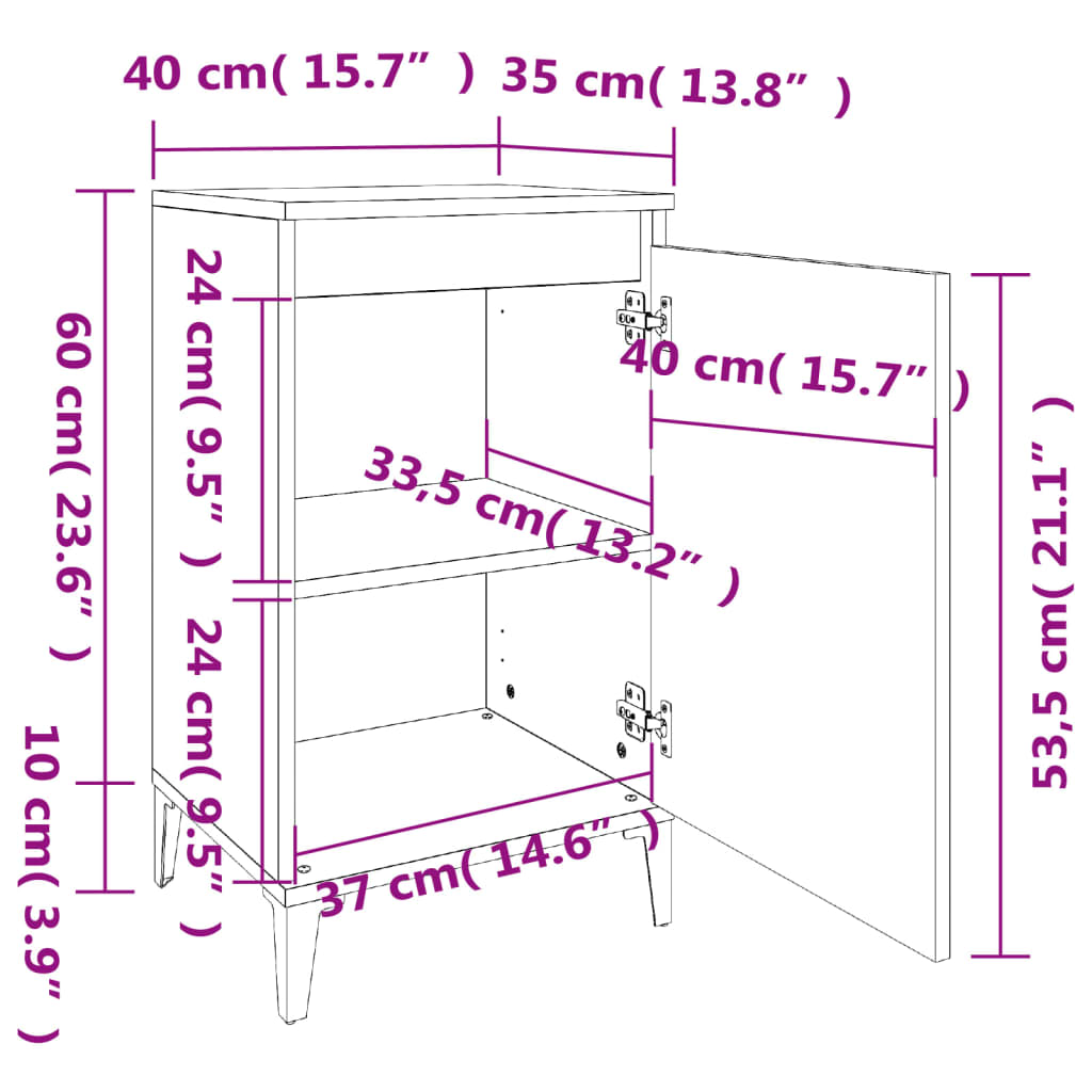 Nachttische 2 Stk. Betongrau 40x35x70 cm Holzwerkstoff - Pazzar.ch