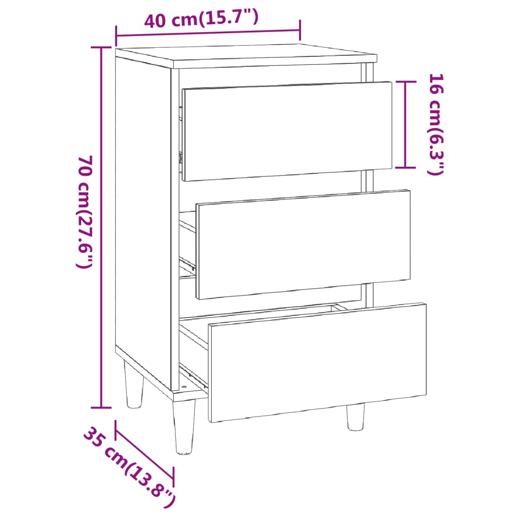 Nachttisch Braun Eichen-Optik 40x35x70 cm Holzwerkstoff - Pazzar.ch