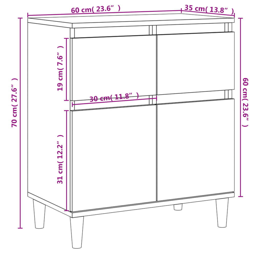 Sideboard Betongrau 60x35x70 cm Holzwerkstoff - Pazzar.ch