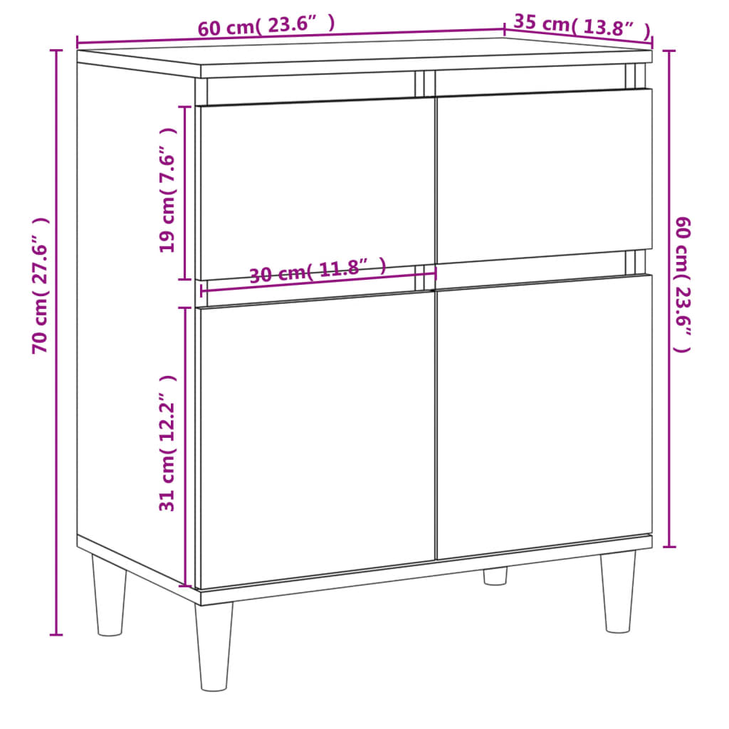 Sideboard Grau Sonoma 60x35x70 cm Holzwerkstoff - Pazzar.ch