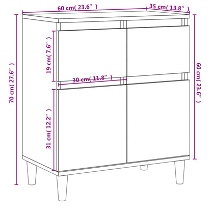 Sideboard Braun Eichen-Optik 60x35x70 cm Holzwerkstoff - Pazzar.ch