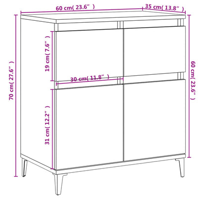 Sideboard Braun Eichen-Optik 60x35x70 cm Holzwerkstoff - Pazzar.ch