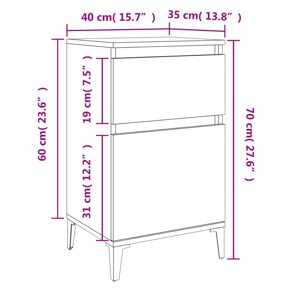 Nachttische 2 Stk. Betongrau 40x35x70 cm - Pazzar.ch