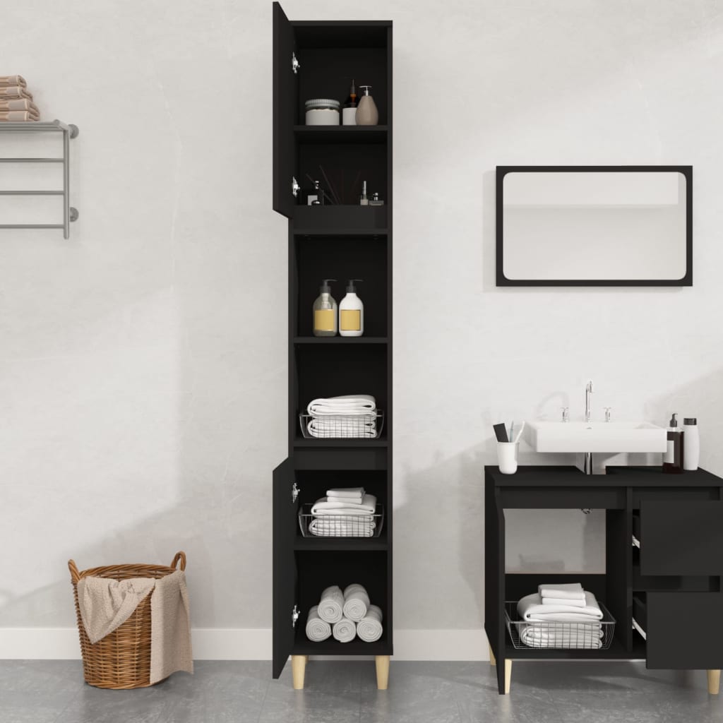 Badschrank Schwarz 30x30x190 cm Holzwerkstoff - Pazzar.ch